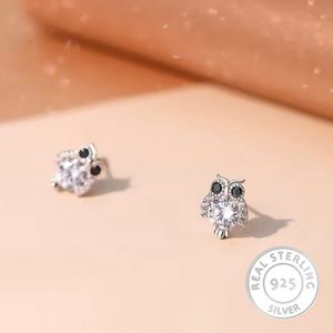 2/$30 Genuine 925 Sterling Silver & CZ Owl Earrings